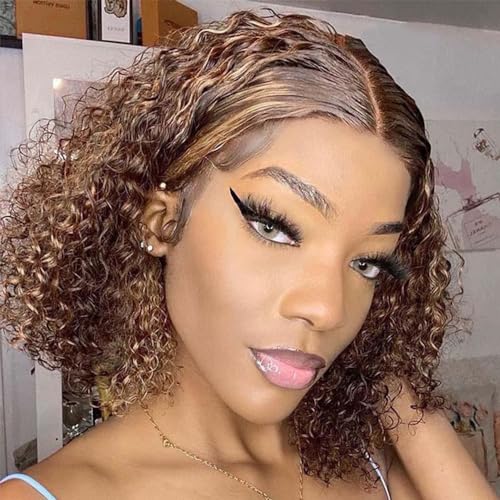 FASHION IDOL Deep Curly Hochglanzfarbe Bob Echthaarperücke Kurze lockige Lace Front Perücke für Frauen HD T Part Lace Front Vorgezupfte Perücken 180% Dichte FASHION IDOL Deep Curly Hochglanzfarbe Bob Echthaarperücke Kurze lockige Lace Front Perücke für Frauen HD T Part Lace Front Vorgezupfte Perücken 180% Dichte von FASHION IDOL
