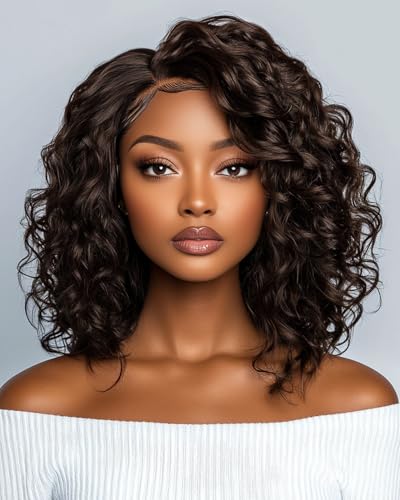 FASHION IDOL Kurze lockige Echthaar-Bob-Perücken für Frauen tragen und gehen Deep Wave Lace Front Perücke C-Teil Shouder Lenth Perücke Pre gerupft mit Babyhaar Natural Black 150% Dichte FASHION IDOL Kurze lockige Echthaar-Bob-Perücken für Frauen tragen und gehen Deep Wave Lace Front Perücke C-Teil Shouder Lenth Perücke Pre gerupft mit Babyhaar Natural Black 150% Dichte von FASHION IDOL