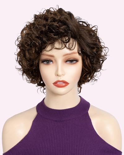 FASHION IDOL Pixie Curly Braun Echthaarperücke C-Typ Spitze tragen und gehen kurze lockige Bob-Perücke für Frauen 8 Zoll FASHION IDOL Pixie Curly Braun Echthaarperücke C-Typ Spitze tragen und gehen kurze lockige Bob-Perücke für Frauen 8 Zoll von FASHION IDOL