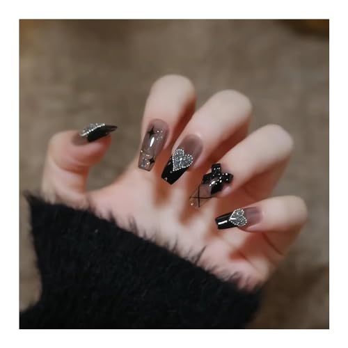 FASHION YO Künstliche Nägel zum Aufdrücken, französische Spitze, kurz/lang, vollständige Abdeckung, zum Aufkleben, abnehmbar, für Damen und Mädchen, für den täglichen Gebrauch, 24 Stück von FASHION YO