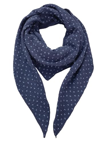 FASHION YOU WANT Damen Schal XXL Dreieckstuch HERZ2 Damen Dreieck Schal Halstuch Baumwolle Musselin Poncho ohne Kratze an Haut Hergestellt in Italien 135 cm×135 cm×220 cm (dunkelblau) von FASHION YOU WANT.DE