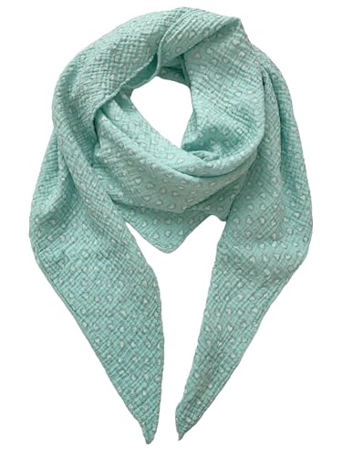 FASHION YOU WANT Damen Schal XXL Dreieckstuch HERZ2 Damen Dreieck Schal Halstuch Baumwolle Musselin Poncho ohne Kratze an Haut Hergestellt in Italien 135 cm×135 cm×220 cm (mint) von FASHION YOU WANT.DE