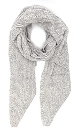 FASHION YOU WANT Damen weicher unifarbener Web Schal in asymmetrischer Form, Winter, Stola Pcpyron Long Scarf Noos (hellgrau) von FASHION YOU WANT.DE