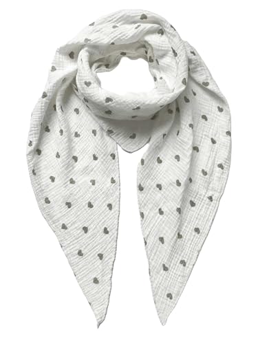 FASHION YOU WANT Musselin Tuch mit Herzen Dreieck HERZ1 Damen Halstuch Herzmuster Made in Italy 195x72cm Frühling Sommer Weich Leicht kuscheliger Baumwolle Schal (weiß/grau) von FASHION YOU WANT.DE