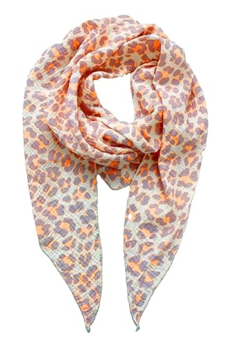 FASHION YOU WANT Musselin Tuch mit Leopardenmuster Dreieck LEO Damen Halstuch Made in Italy 195x72cm Frühling Sommer Weich Leicht kuscheliger Baumwolle Schal (S02) von FASHION YOU WANT.DE