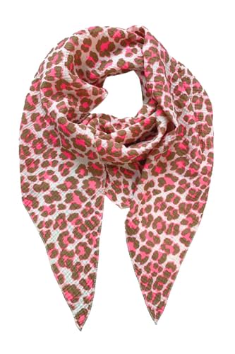 FASHION YOU WANT Musselin Tuch mit Leopardenmuster Dreieck LEO Damen Halstuch Made in Italy 195x72cm Frühling Sommer Weich Leicht kuscheliger Baumwolle Schal (S05) von FASHION YOU WANT.DE