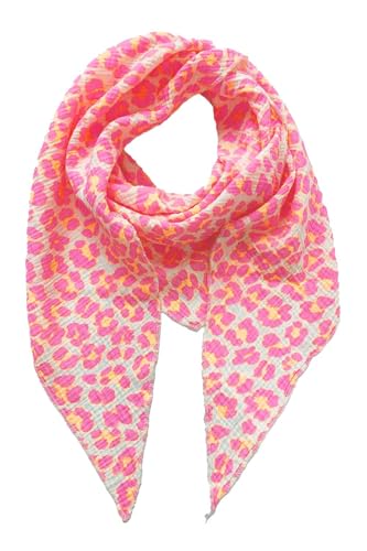 FASHION YOU WANT Musselin Tuch mit Leopardenmuster Dreieck LEO Damen Halstuch Made in Italy 195x72cm Frühling Sommer Weich Leicht kuscheliger Baumwolle Schal (S07) von FASHION YOU WANT.DE