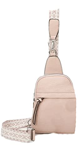 FASHION YOU WANT Sling Bag Brusttasche, Crossbody Umhängetasche Damen veganes Leder,Schultertasche Schulterrucksack Geldbörse für Reisen/Einkaufen mit Gitarren Muster Band (rosa) von FASHION YOU WANT.DE