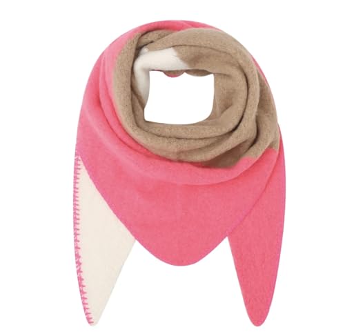 FASHION YOU WANT XXL Schal flauschig schal-tuch damen dicker dreieckstuch groß Wolle 3 FARBIG Farben kuschelig (schlamm/fuchsia) von FASHION YOU WANT.DE