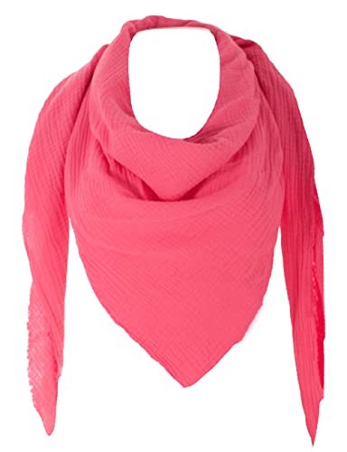 FASHION YOU WANT XXL Tuch 23 Farben Farbwahl Halstuch Musselintuch Musselin Damen Damenhalstuch Dreieckstuch Schal Herren Männer Frauen Herrenhalstuch Dreieckig leicht (einlagig)) (fuchsia) von FASHION YOU WANT.DE