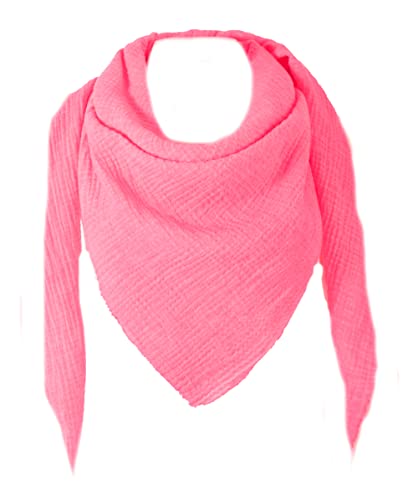 FASHION YOU WANT XXL Tuch 23 Farben Farbwahl Halstuch Musselintuch Musselin Damen Damenhalstuch Dreieckstuch Schal Herren Männer Frauen Herrenhalstuch Dreieckig leicht (einlagig)) (neon pink) von FASHION YOU WANT.DE