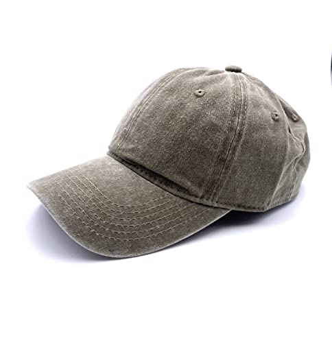 Fashion You Want 6-Panel Vintage Cap im Washed Used Look, Basecap, Baseball Cap, verstellbar, Unisex (Khaki) von FASHION YOU WANT.DE