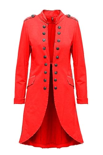 Fashion You Want Damen Blazer Damenjacke Admiral Jacke Military Army Style Lang S -XXL XXXL 4XL 5XL (DE/NL/SE/PL, Alphanumerisch, 3XL, Regular, Regular, Rot) von FASHION YOU WANT.DE