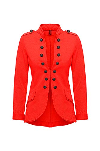 Fashion You Want Damen Blazer Damenjacke Admiral Jacke Military Army Style Lang S -XXL XXXL 4XL 5XL (as3, Alpha, 4X_l, Regular, Regular, kurz rot) von FASHION YOU WANT.DE