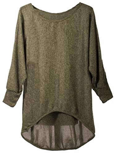 Fashion You Want Pullover/T-Shirt Oversize (Made In Italy) - Damen Loose Fit (Oversize) (Khaki, 42/44) von FASHION YOU WANT.DE