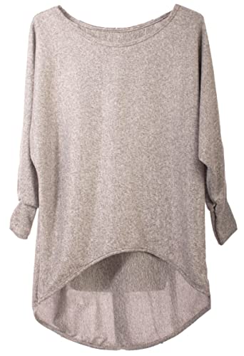 Fashion You Want Pullover/T-Shirt Oversize (Made In Italy) - Damen Loose Fit (Oversize) (grau, 44/46) von FASHION YOU WANT.DE