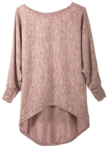 Fashion You Want Pullover/T-Shirt Oversize (Made In Italy) - Damen Loose Fit (Oversize) (rosa, 42/44) von FASHION YOU WANT.DE