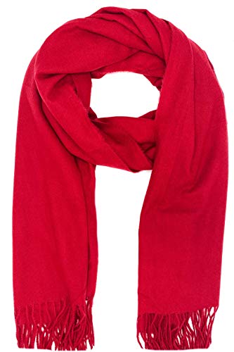 frFASHION YOU WANT Schal Damen Warm Herbst unifarben Baumwolle mit quasten/ansen, Farben Einfarbig & Kariert Pashmina xl Schals Stola MEHRWEG (rot) von FASHION YOU WANT.DE