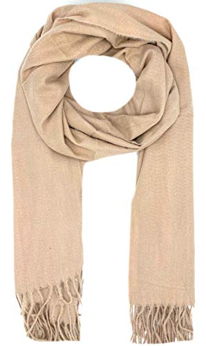 frFASHION YOU WANT Schal Damen Warm Herbst unifarben Baumwolle mit quasten/ansen, Farben Einfarbig & Kariert Pashmina xl Schals Stola MEHRWEG (sand) von FASHION YOU WANT.DE