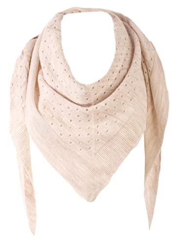 FASHION YOU WANT 3Eck Schal mit Löchern schal-tuch damen dreieckstuch groß UNI Farben kuschelig Wolle MADE IN ITALY (beige) von FASHION YOU WANT