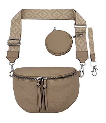 FASHION YOU WANT Crossbody Bag Damen Leder Breiter Gurt Handtasche Umhängetasche Moderne Taschen mit breitem Schultergurt,Abnehmbarer Schultergurt,Schwarz. (4hellbraun) von FASHION YOU WANT