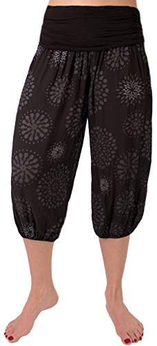 FASHION YOU WANT Damen 3/4 Pumphose Capri Pluderhose im Harem-Stil Kurze Sommerhose Yoga Aladinhose Knielang (Pb Schwarz, 40/42) von FASHION YOU WANT