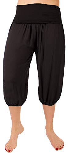 FASHION YOU WANT Damen 3/4 Shorts Kurze Hose Pumphose Sommershorts Haremshose Ali Baba in Uni Farben (36/38, schwarz) von FASHION YOU WANT