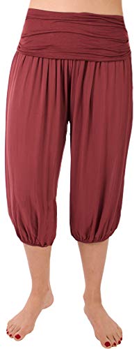 FASHION YOU WANT Damen 3/4 Shorts Kurze Hose Pumphose Sommershorts Haremshose Ali Baba in Uni Farben (40/42, Uni Bordeauxrot) von FASHION YOU WANT