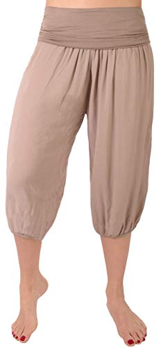 FASHION YOU WANT Damen 3/4 Shorts Kurze Hose Pumphose Sommershorts Haremshose Ali Baba in Uni Farben (46/48, Uni Schlamm) von FASHION YOU WANT