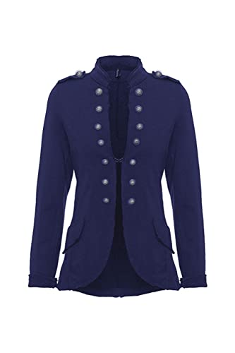 FASHION YOU WANT Damen Blazer Damenjacke Military kurz mit Knöpfe S-5XL Urban Streetwear ideal auch für Karneval Karnevalskostüm (as3, Alpha, 3X_l, Regular, Regular, dunkelblau) von FASHION YOU WANT