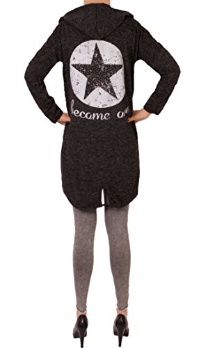FASHION YOU WANT Damen Cardigan Sterne Star Sweatjacke Bolero Strickjacke Become a Star (38/40, schwarz/weiß) von FASHION YOU WANT