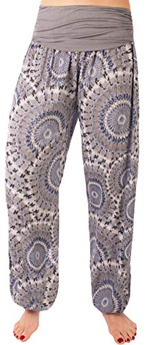 FASHION YOU WANT Damen Haremshose Größe 34/36 bis Größe 48/50 verfügbar Pumphose Sommerhose Mit Anker Motiv Leichte Haremshose (40/42, Mandala grau) von FASHION YOU WANT