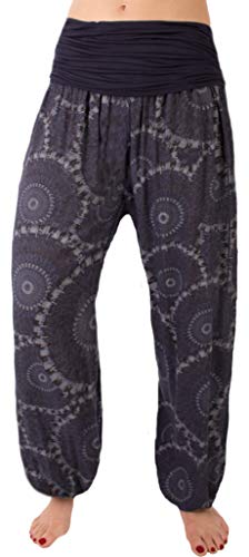 FASHION YOU WANT Damen Haremshose Größe 34/36 bis Größe 48/50 verfügbar Pumphose Sommerhose Mit Anker Motiv Leichte Haremshose (48/50, Mandala dunkelblau) von FASHION YOU WANT