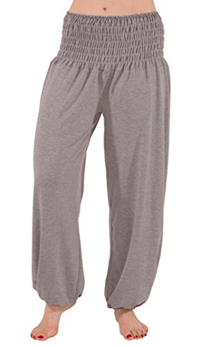 FASHION YOU WANT Damen Haremshose Pumphose Aladinhose Sommerhose Modal Jogginghose Yoga Pilates Stretch Hosen Pants Relax Festivalhose ideal für Sport und Freizeit (40/42, grau) von FASHION YOU WANT