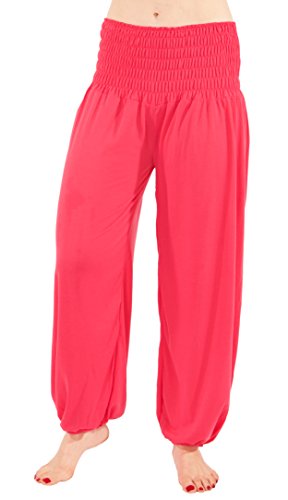 FASHION YOU WANT Damen Haremshose Pumphose Aladinhose Sommerhose Modal Jogginghose Yoga Pilates Stretch Hosen Pants Relax Festivalhose ideal für Sport und Freizeit (34/36, pink) von FASHION YOU WANT