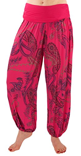 FASHION YOU WANT Damen Haremshose Pumphose Sommerhose großes Bandanamuster (38/40, pink) von FASHION YOU WANT