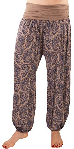 FASHION YOU WANT Damen Haremshose Pumphose Sommerhose großes Bandanamuster (40/42, braun) von FASHION YOU WANT