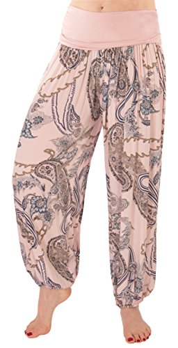 FASHION YOU WANT Damen Haremshose Pumphose Sommerhose großes Bandanamuster (42/44, rosa) von FASHION YOU WANT