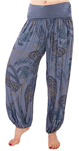 FASHION YOU WANT Damen Haremshose Pumphose Sommerhose großes Bandanamuster (44/46, hellblau) von FASHION YOU WANT