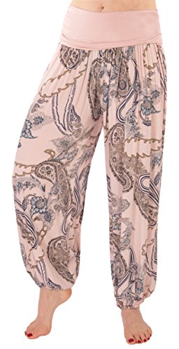 FASHION YOU WANT Damen Haremshose Pumphose Sommerhose großes Bandanamuster (46/48, rosa) von FASHION YOU WANT