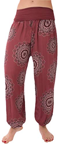 FASHION YOU WANT Damen Haremshose Pumphose Sommerhose großes Paisleymuster Größe 34/36 bis Größe 48/50 verfügbar Leichte Haremshose (48/50, Sonne b.rot) von FASHION YOU WANT