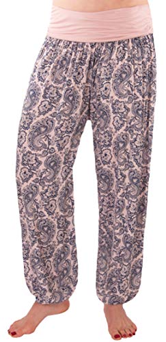 FASHION YOU WANT Damen Haremshose Pumphose Sommerhose großes Paisleymuster Größe 34/36 bis Größe 48/50 verfügbar Leichte Haremshose (48/50, klein B rosa) von FASHION YOU WANT