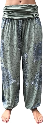 FASHION YOU WANT Damen Haremshose Pumphose Sommerhose großes Paisleymuster Größe 36/38 bis Größe 48/50 verfügbar Leichte Haremshose (DE/NL/SE/PL, Numerisch, 46, 48, Regular, Regular, NP Khaki) von FASHION YOU WANT