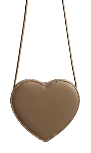 FASHION YOU WANT Damen Herztasche Trachtentasche Dirndltasche in Herzform Schultertasche Herz Handtasche (taupe) von FASHION YOU WANT