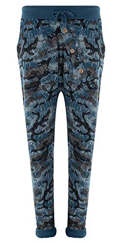 FASHION YOU WANT Damen Hose Jogginghose Größe 36-50 Sweatpants Sterne Star Camouflage Anker Uni Pusteblume Aladinhose Freizeithose Baggy Boyfriend Sport Loose Fit (Camou blau, 38/40) von FASHION YOU WANT