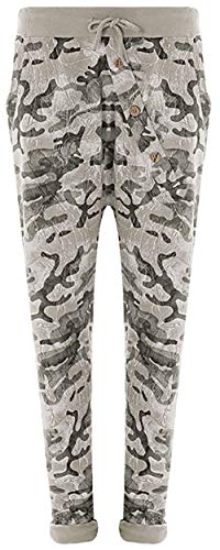 FASHION YOU WANT Damen Hose Jogginghose Größe 36-50 Sweatpants Sterne Star Camouflage Anker Uni Pusteblume Aladinhose Freizeithose Baggy Boyfriend Sport Loose Fit (Camou grau, 40/42) von FASHION YOU WANT