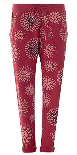 FASHION YOU WANT Damen Hose Jogginghose Größe 36-50 Sweatpants Sterne Star Camouflage Anker Uni Pusteblume Aladinhose Freizeithose Baggy Boyfriend Sport Loose Fit (PB Bordeauxrot, 46/48) von FASHION YOU WANT
