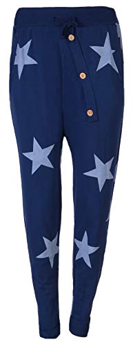 FASHION YOU WANT Damen Hose Jogginghose Größe 36-50 Sweatpants Sterne Star Camouflage Anker Uni Pusteblume Aladinhose Freizeithose Baggy Boyfriend Sport Loose Fit (Stern blau, 48/50) von FASHION YOU WANT