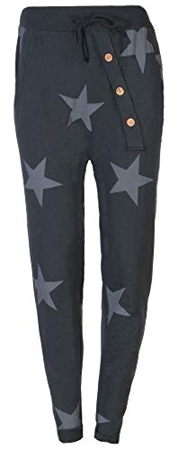 FASHION YOU WANT Damen Hose Jogginghose Größe 36-50 Sweatpants Sterne Star Camouflage Anker Uni Pusteblume Aladinhose Freizeithose Baggy Boyfriend Sport Loose Fit (Stern dunkelgrau, 40/42) von FASHION YOU WANT