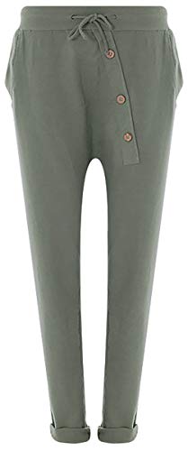 FASHION YOU WANT Damen Hose Jogginghose Größe 36 50 Sweatpants Sterne Star Camouflage Anker Uni Pusteblume Aladinhose Freizeithose Baggy Boyfriend Sport Loose Fit (Uni Khaki, 36/38) von FASHION YOU WANT